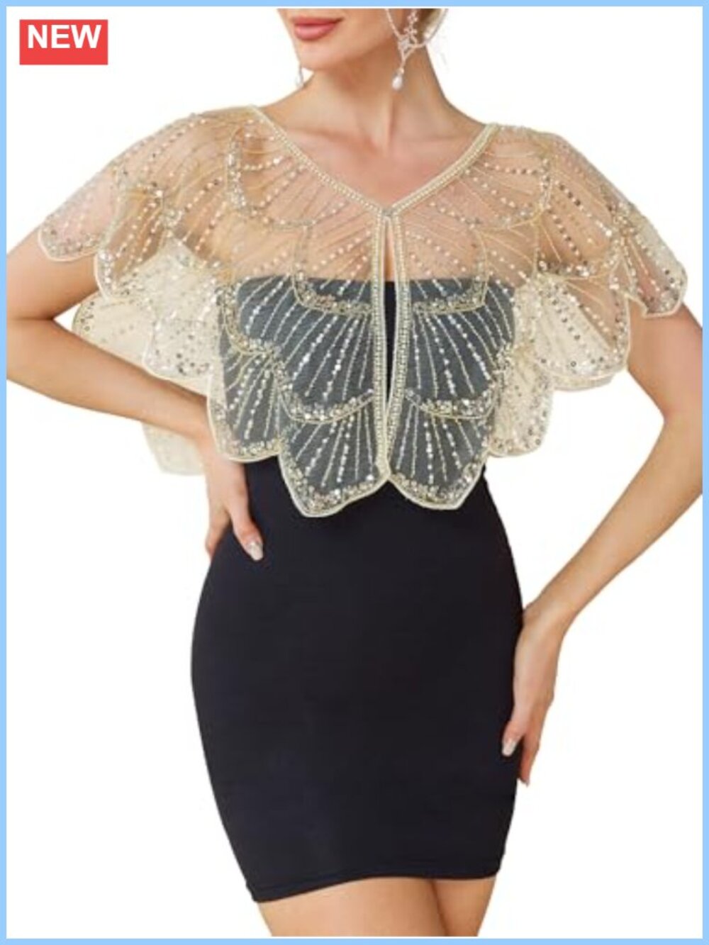 1920s Shawl Wrap Sequin Beaded Evening Party Women's Shawl